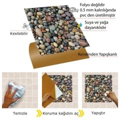 Kendinden Yapışkanlı Çakıl Taşı Desenli 30x30 cm