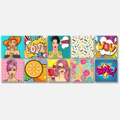 Kendinden Yapışkanlı Karma Pop Art  Desenli