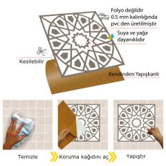 Kendinden Yapışkanlı Selçuklu Geometrik Desenli 30x30 cm