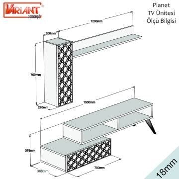 Planet TV Ünitesi Ve Orta Sehpa Takımı - Ceviz / Krem