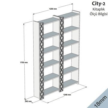 City Çift Kitaplık - Ceviz / Beyaz