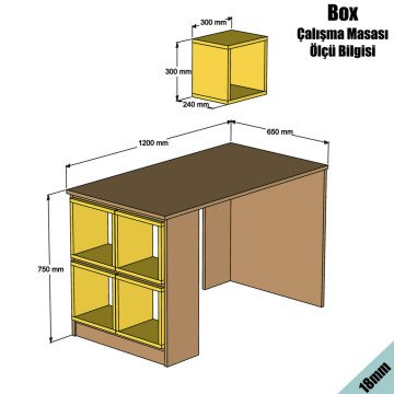 Box Çalışma Masası - Ceviz / Beyaz