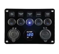 Bfy 5li Otomatik Sigorta ve Işıklı Switch Panel Şarj+Usb+Voltmetre