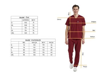 BASIC- Erkek Likralı Royal Mavi Üniforma Takımı