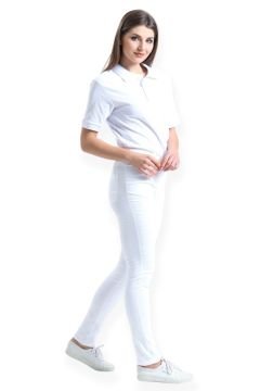 Kadın Likralı Beyaz Jean