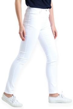 Kadın Likralı Beyaz Jean