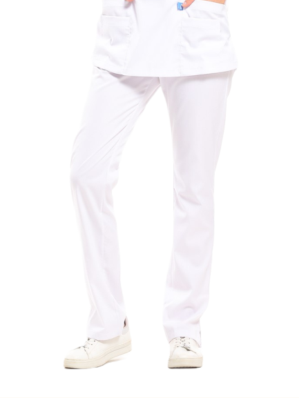 BASIC- Kadın Likralı Beyaz Üniforma Pantolon
