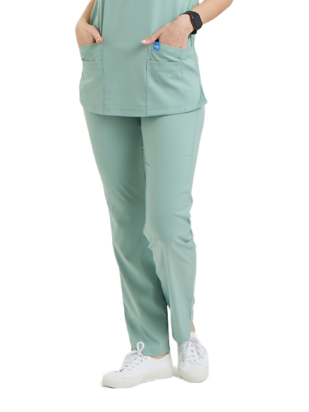 BASIC- Kadın Likralı Mint Yeşili Üniforma Pantolon