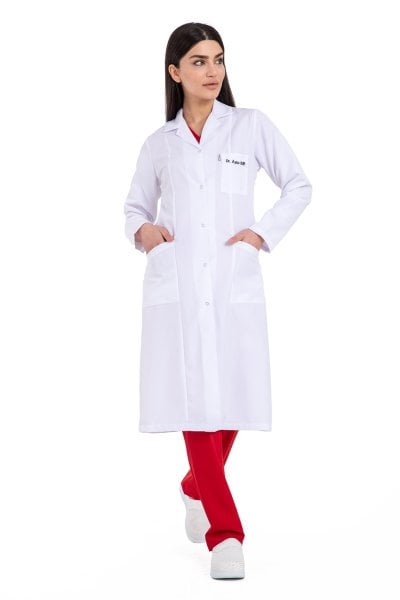 Beyaz önlük kadın model 110 cm Bp-08 56-7XL Özel Sipariş