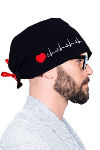 Kumaş Bone Kalp Ritimli Nakışlı Siyah Kadın Erkek