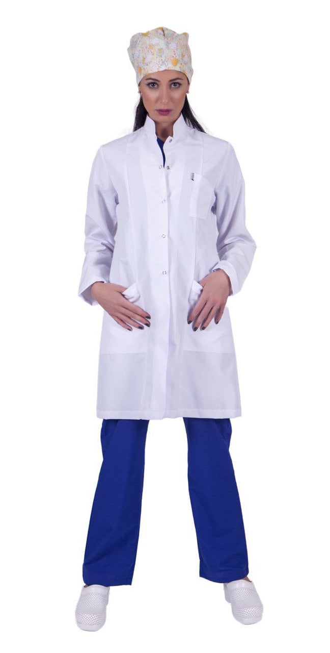 Önlük Bayan Doktor Hakim Yaka Alpaka Kumaş Bp-02-90 cm
