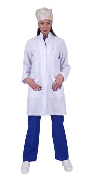 Önlük Bayan Doktor Hakim Yaka Alpaka Kumaş Bp-02-90 cm