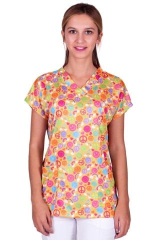 Cerrahi Üst Forma Kadın | Scrubs Tek Üst | Desen 1 (Greys Model) | LABOR Dry Touch Kumaş