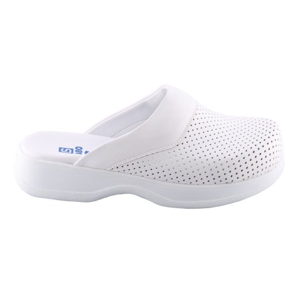 Kadın Sabo Terlik Beyaz Deri - 208 Model - Standart Topuk Anatomik (LABOR)