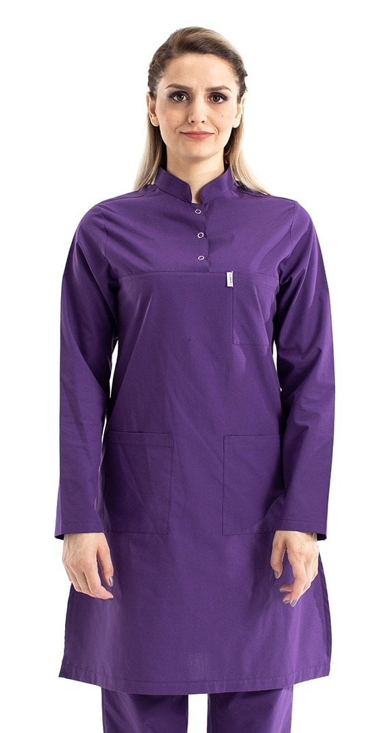 Tesettür Hemşire Forması Tek Üst Hakim Yaka Model Terikoton Kumaş Tst-03