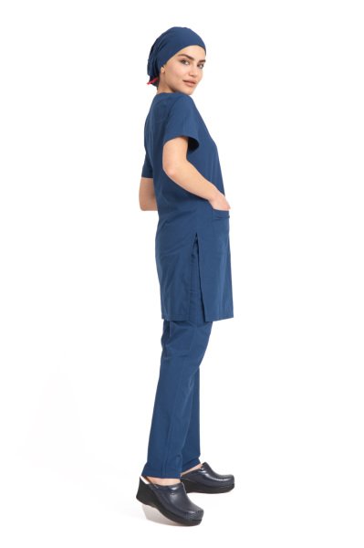 Tesettür hemşire forması terikoton kumaş tst-04 48/3XL Özel Sipariş - İndigo(Petrol Mavi)