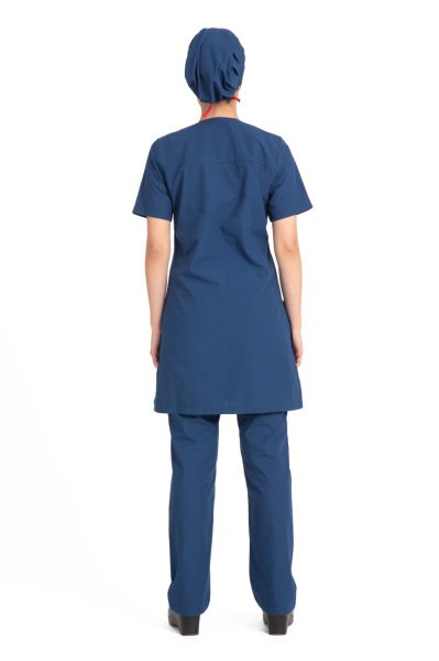 Tesettür hemşire forması terikoton kumaş tst-04 48/3XL Özel Sipariş - İndigo(Petrol Mavi)