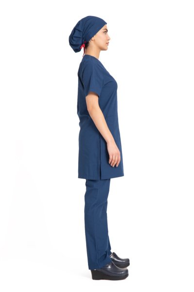 Tesettür hemşire forması terikoton kumaş tst-04 48/3XL Özel Sipariş - İndigo(Petrol Mavi)