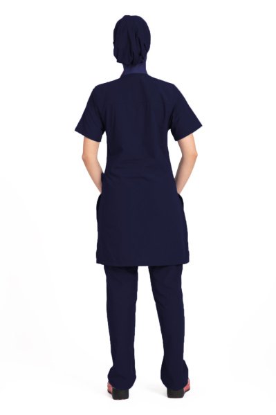 Tesettür hemşire forması terikoton kumaş tst-04 54/6XL Özel Sipariş - Lacivert