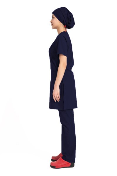 Tesettür hemşire forması terikoton kumaş tst-04 54/6XL Özel Sipariş - Lacivert