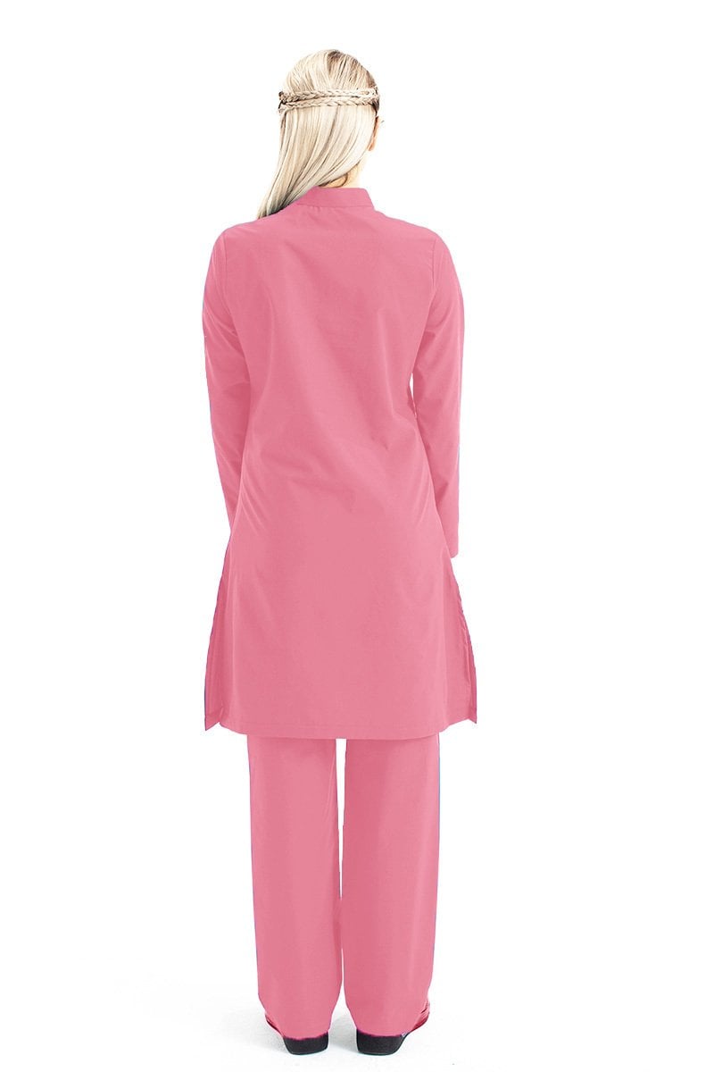 Tesettür Hemşire Forması Tek Üst Hakim Yaka Model Terikoton Kumaş Tst-03 36/XS - Mercan