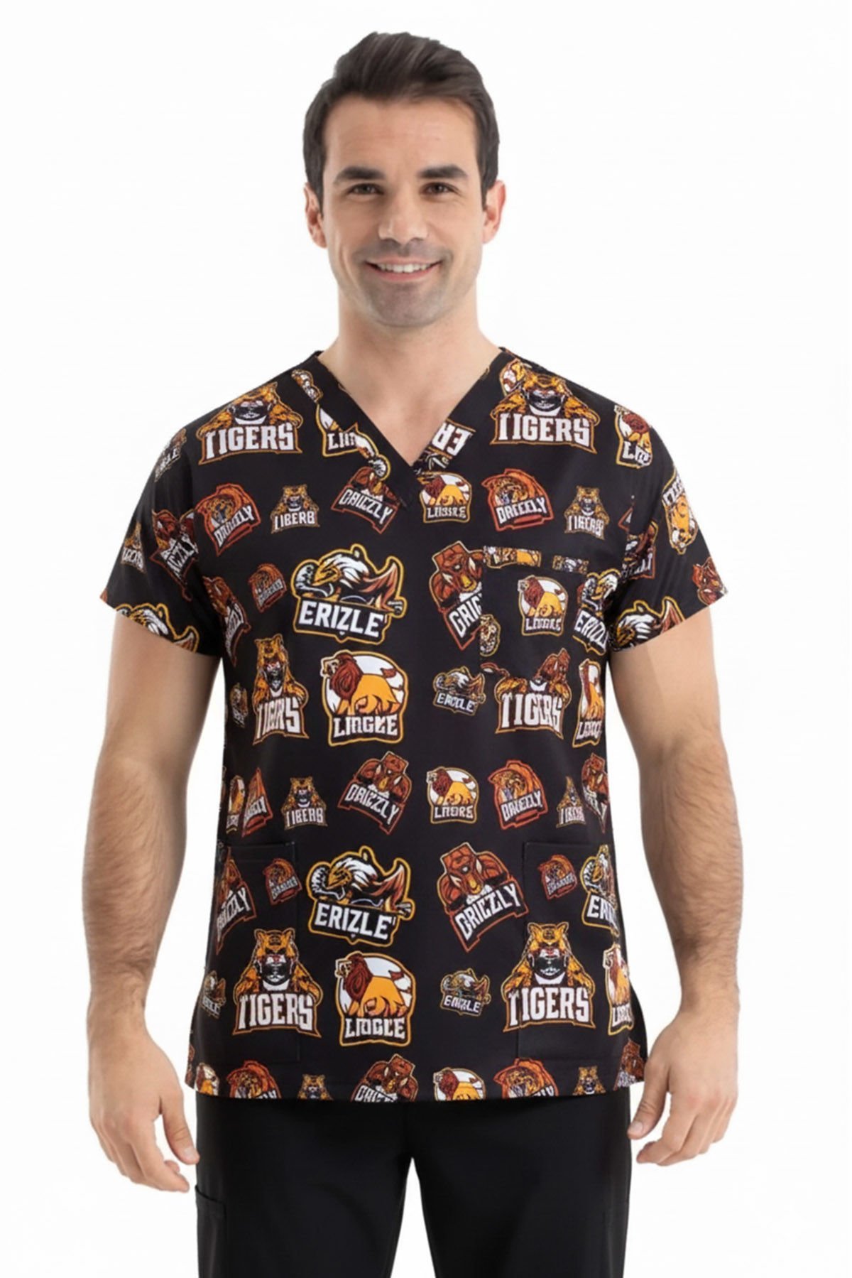 Cerrahi Üst Forma Erkek | Vahşi Doğa Desenli | Veteriner Hekim | LABOR Dry Touch Kumaş