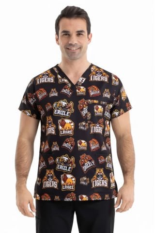 Cerrahi Üst Forma Erkek | Vahşi Doğa Desenli | Veteriner Hekim | LABOR Dry Touch Kumaş