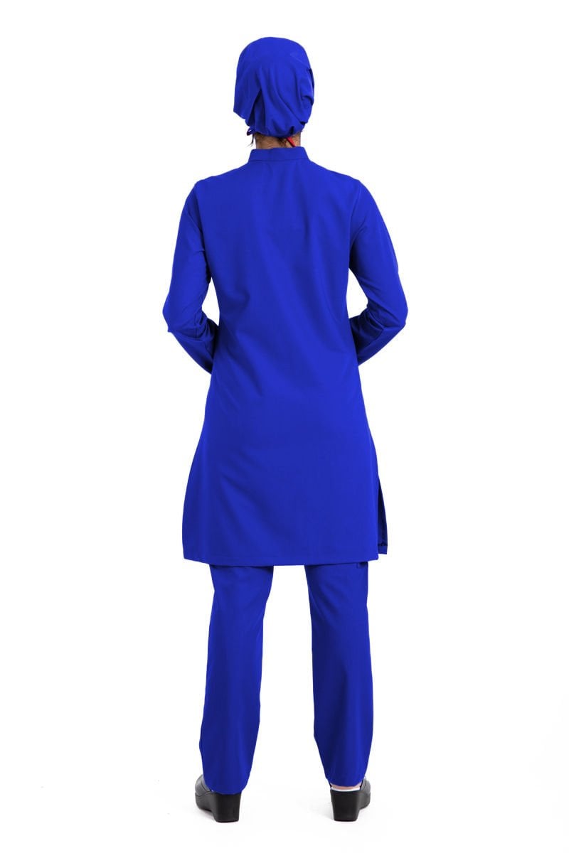 Likralı pamuklu tesettür üst forma hakim yaka tst-03 36/XS - Saks Mavi