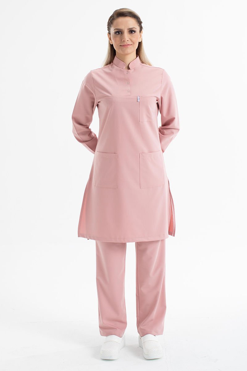 Likralı pamuklu tesettür üst forma hakim yaka tst-03 38/S - Pudra