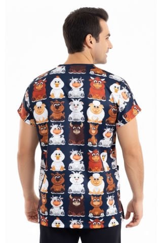 Cerrahi Üst Forma Erkek | Yeni Çiftlik Desenli | Veteriner Hekim | LABOR Dry Touch Kumaş