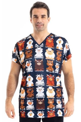 Cerrahi Üst Forma Erkek | Yeni Çiftlik Desenli | Veteriner Hekim | LABOR Dry Touch Kumaş