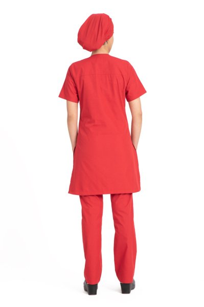 Tesettür hemşire forması terikoton kumaş tst-04 56/7XL Özel Sipariş - Kırmızı