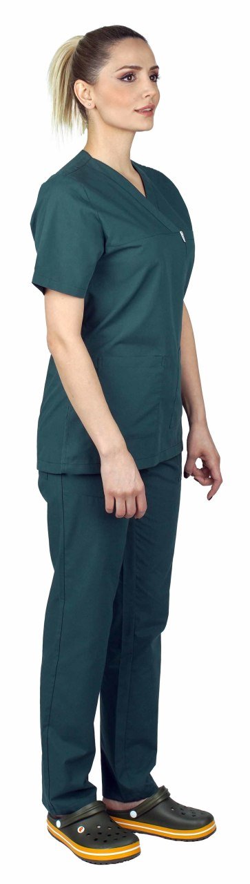 Cerrahi Forma Kadın Koyu Petrol Yeşili Terikoton Kumaş