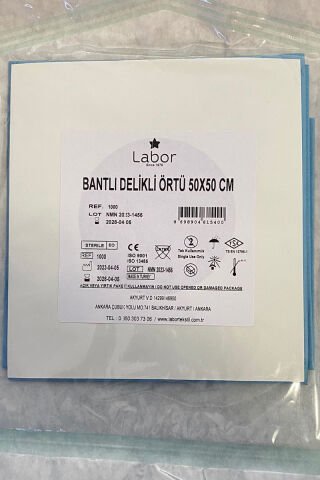 Yapışkan bantlı delikli örtü 50*50cm steril paket