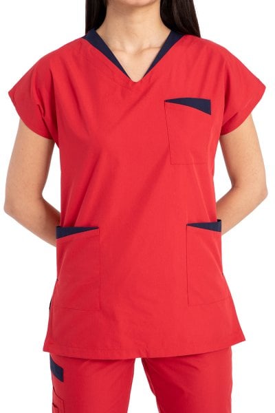Cerrahi Ameliyathane ve Nöbet Forma Takımı-Rg-04 52-5XL Özel Sipariş - Kırmızı