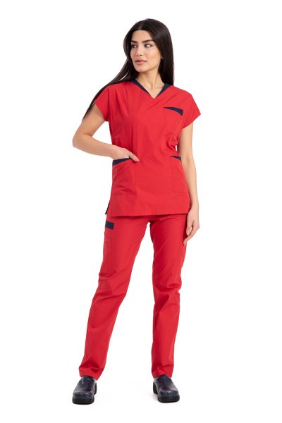 Cerrahi Ameliyathane ve Nöbet Forma Takımı-Rg-04 52-5XL Özel Sipariş - Kırmızı