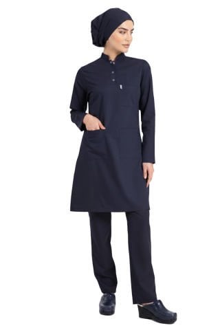 Tesettür Doktor Forması Hakim Yaka Terikoton Takım Tst03