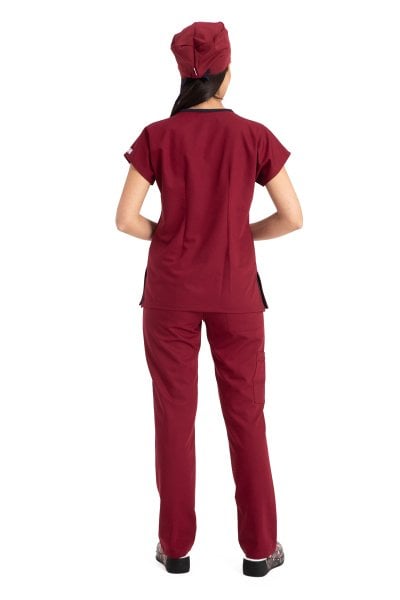 Dr. Elastik cerrahi forma likralı pamuklu kadın bordo