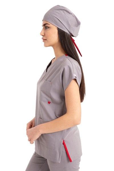 Dr. Elastik Likralı Bayan Cerrahi Forma Gri