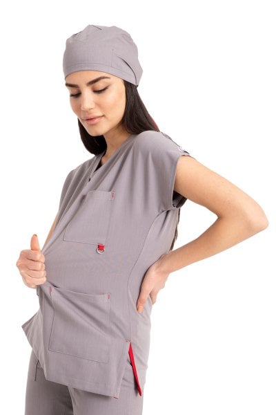 Dr. Elastik Likralı Bayan Cerrahi Forma Gri