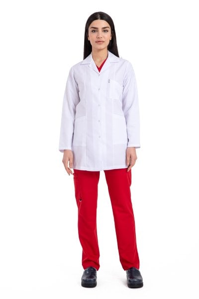 Bayan Beyaz Önlük Tunik Boy 75cm Erkek Yaka Bc-03