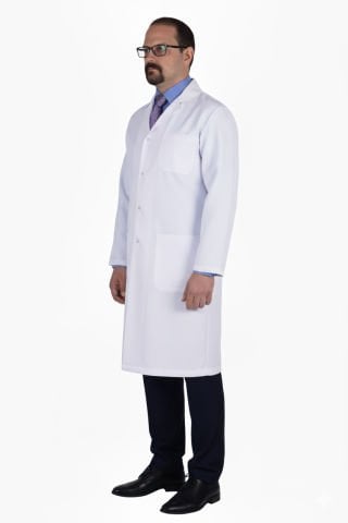ALPAKA Erkek Beyaz Doktor Önlüğü - LABOR 100cm Hekim, Eczacı ve Laboratuvar (EP-01)