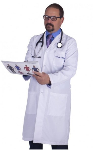 ALPAKA Erkek Beyaz Doktor Önlüğü - LABOR 100cm Hekim, Eczacı ve Laboratuvar (EP-01)