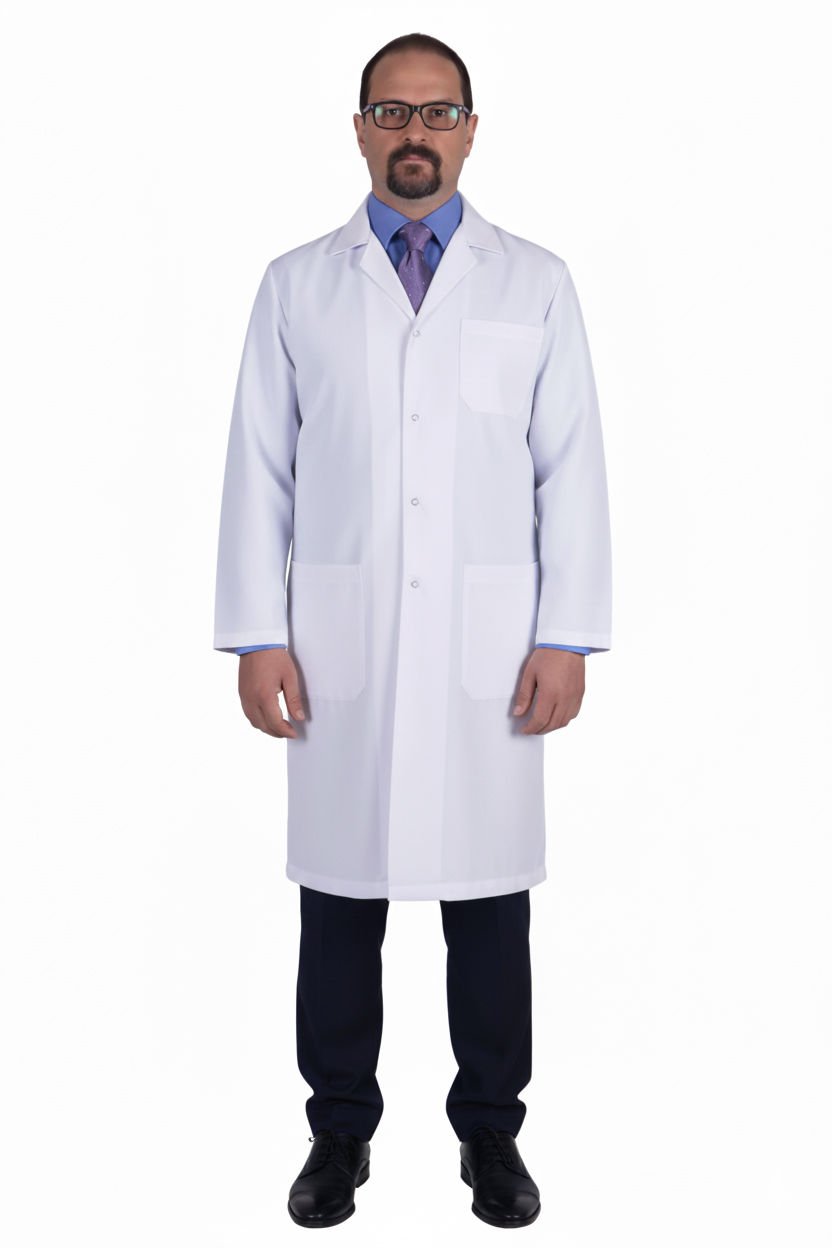 ALPAKA Erkek Beyaz Doktor Önlüğü - LABOR 100cm Hekim, Eczacı ve Laboratuvar (EP-01)