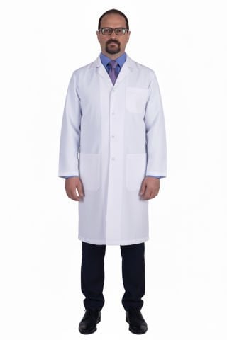 ALPAKA Erkek Beyaz Doktor Önlüğü - LABOR 100cm Hekim, Eczacı ve Laboratuvar (EP-01)