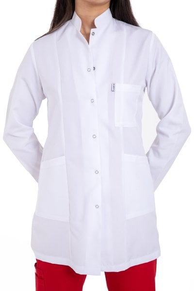 Bayan Beyaz Önlük Tunik Boy 75cm Hakim Yaka Hbc-03