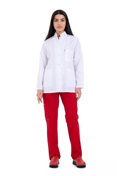 Bayan Beyaz Önlük Tunik Boy 75cm Hakim Yaka Hbc-03