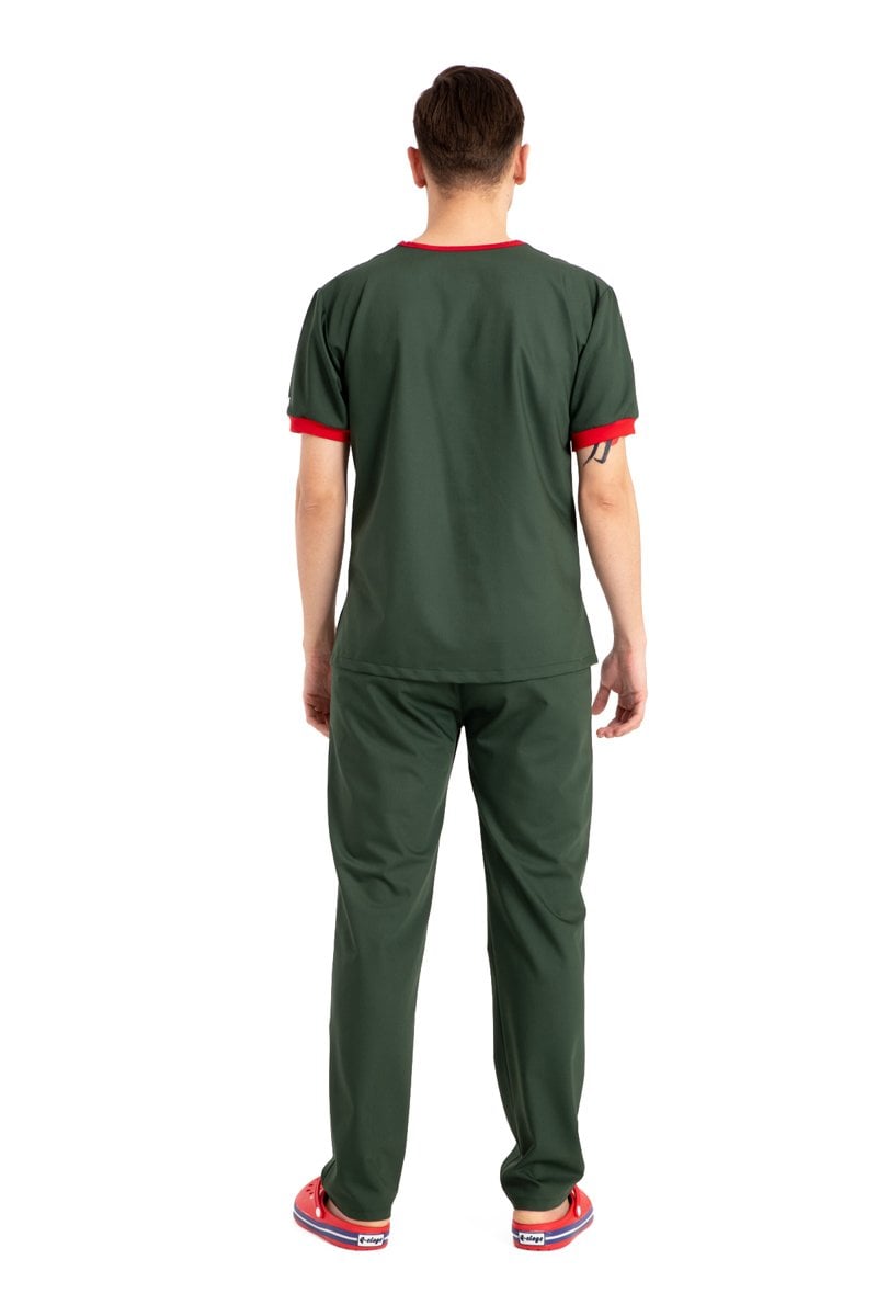 Özel tasarım doktor forması likralı pamuklu haki yeşil erkek FT Model