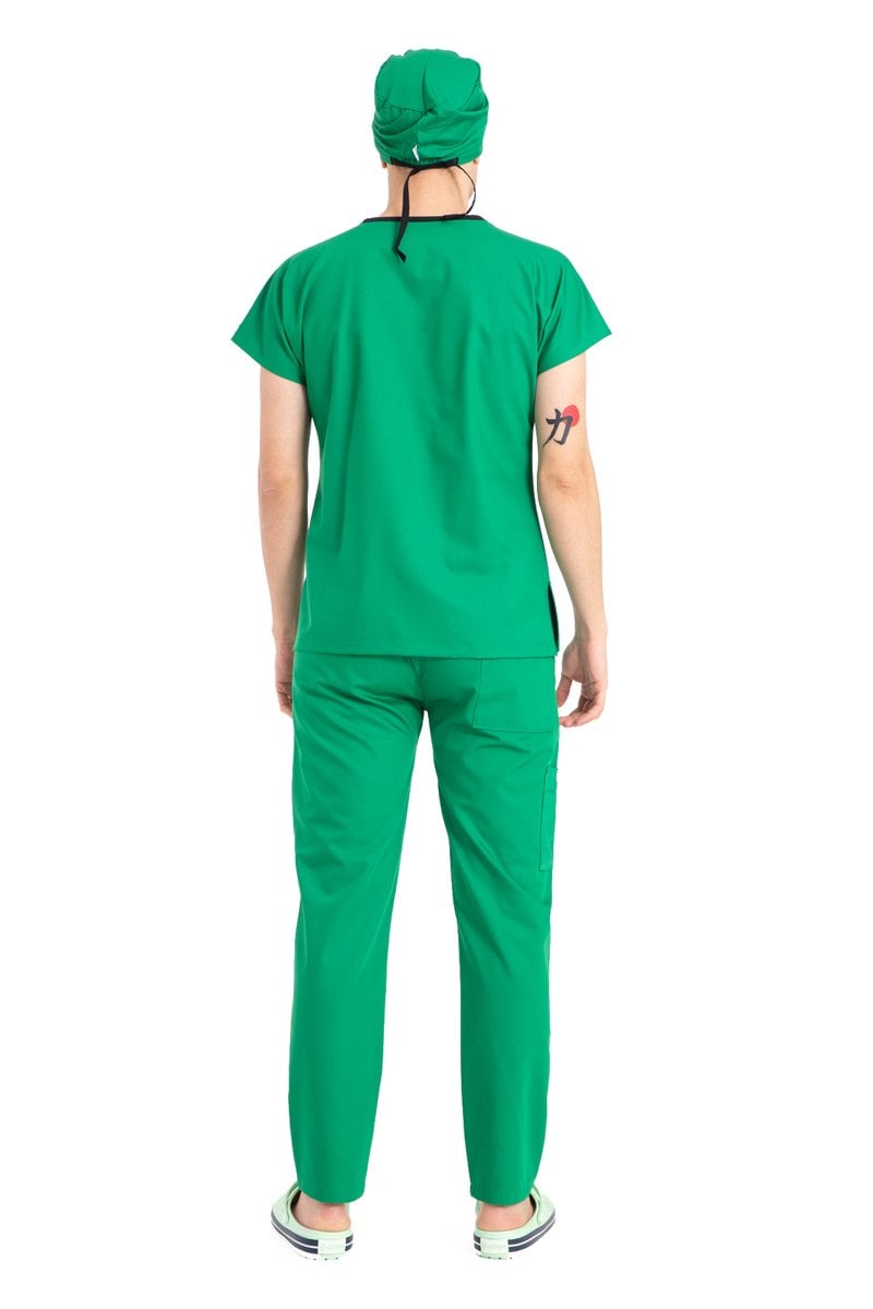 Dr Elastik Scrubs Likralı Pamuklu Erkek Çimen Yeşili