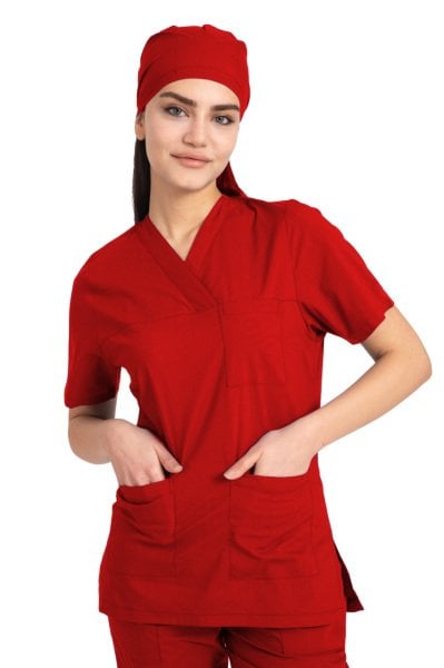 Cerrahi Forma Kadın Kırmızı Terikoton